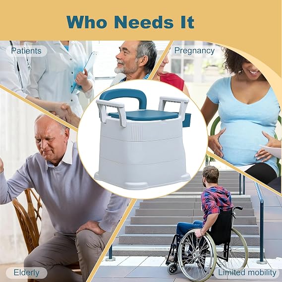 Bedside Commode, Portable Toilet for Adults, Commode Chair for Toilet with Detachable Armrest, Height Adjustable, Potty Chair for Elderly and Disabled