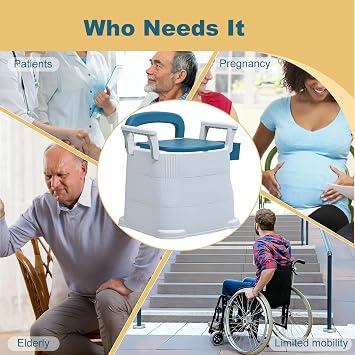 Bedside Commode, Portable Toilet for Adults, Commode Chair for Toilet with Detachable Armrest, Height Adjustable, Potty Chair for Elderly and Disabled