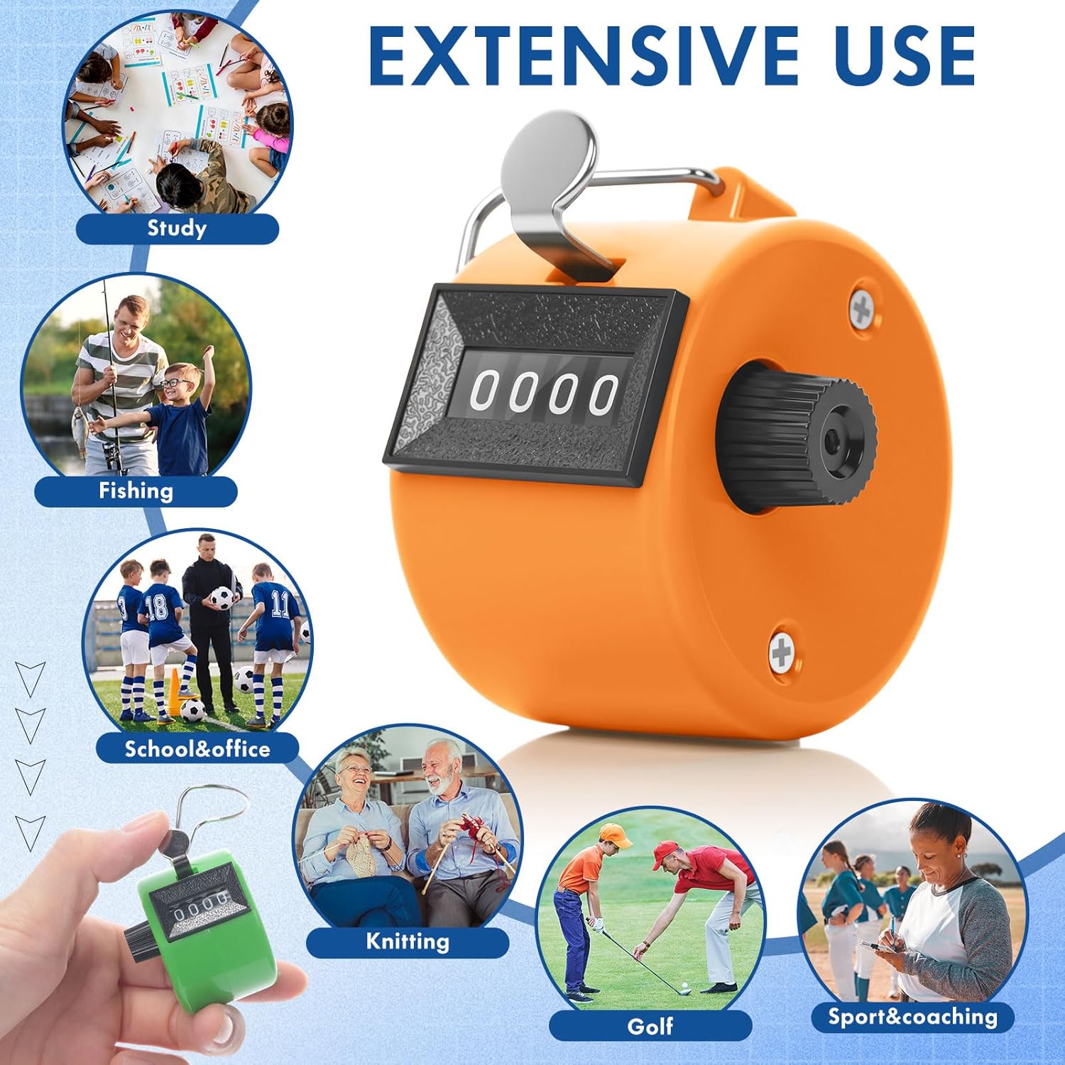 Kingdder 40 Pcs Handheld Tally Counter, 4 Digit Number Clicker Counter, Metal Hand Mechanical Register for Coaching, Knitting, People, Golf and Row