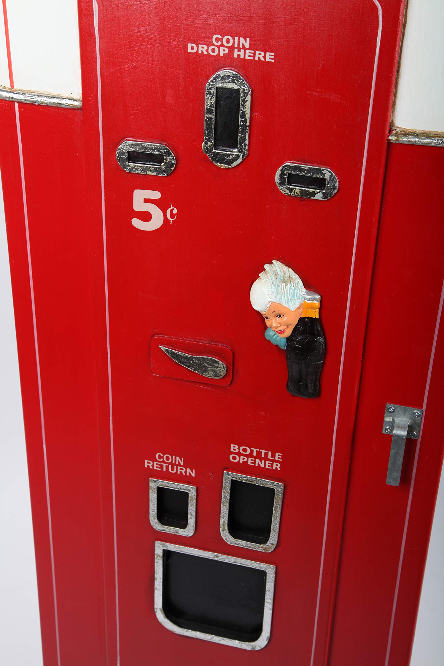 Design-Schrank Getränke-Automat, Regal aus Holz, Lifestyle-Möbel im Retrolook, rot/weiß, 150cm
