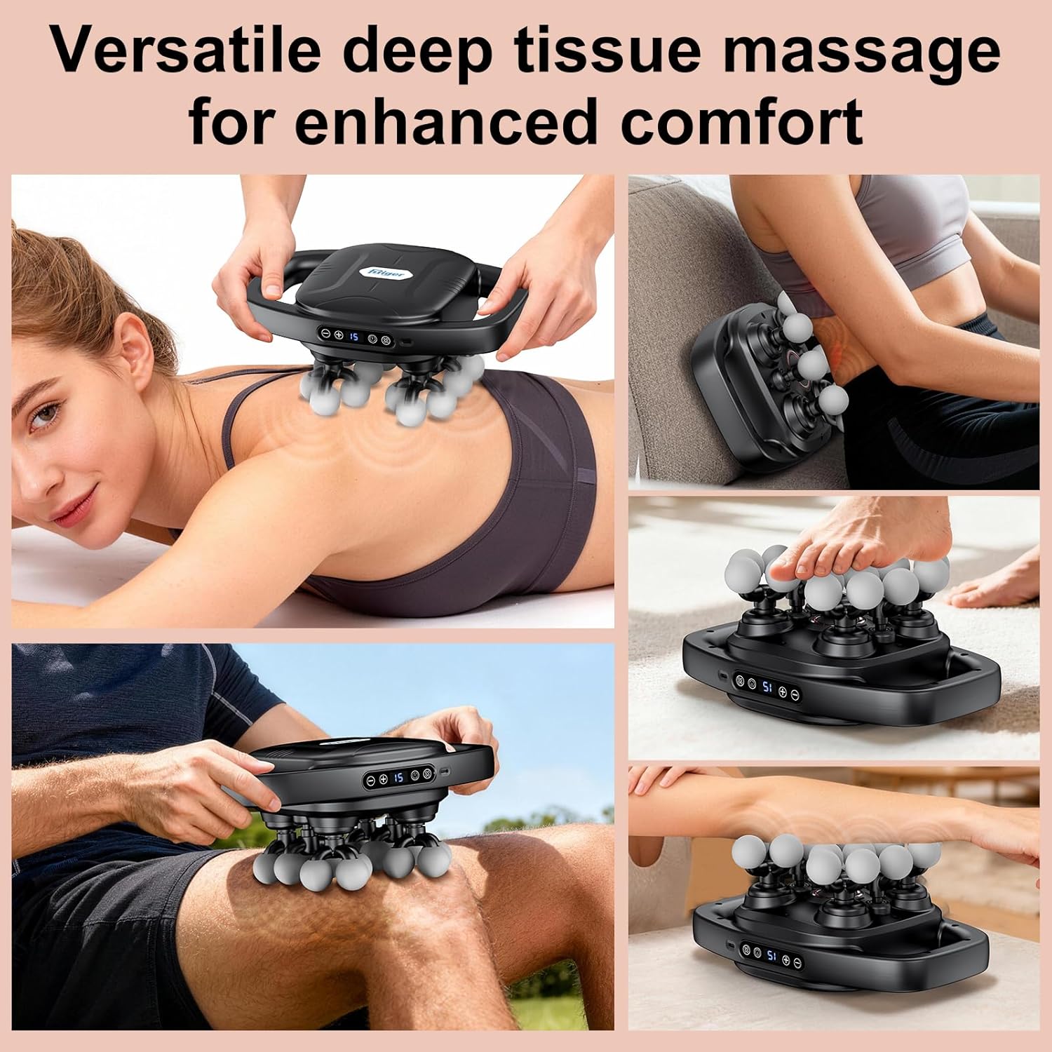 Massage Gun Deep Tissue for Back, Shoulder and Neck Pain Relief, Powerful Shoulders, Back Massager, Legs, Foot Massager & Full Body Muscle Recovery with 16 Massage Heads, 3 Modes & 30 Speed