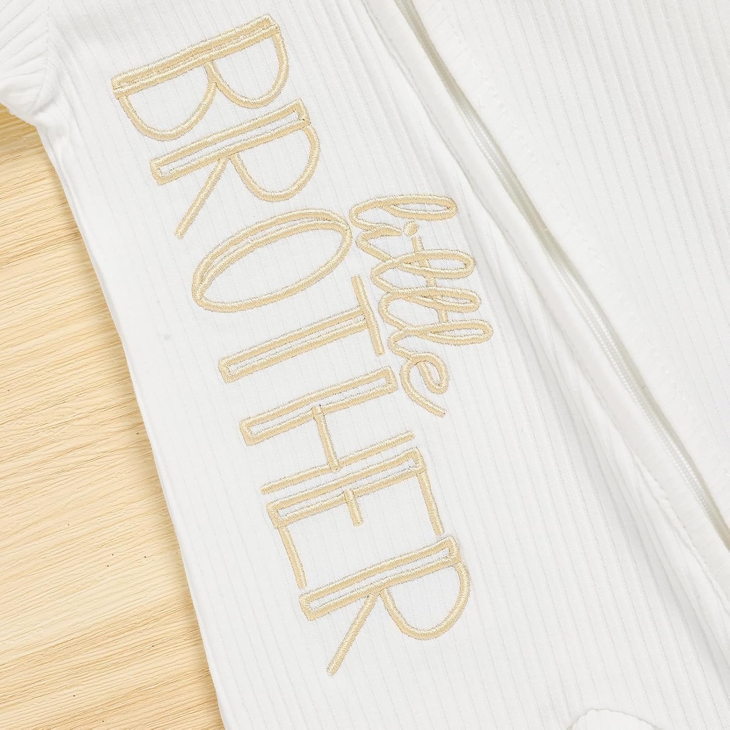 Newborn Baby Boy Outfits Zippered Romper Letter Embroidered Coming Home Jumpsuit with Hat Mittens - Image 4