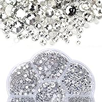 Set de 7 piese cu strasuri plate Hurifeng în cutie sub formă de floare, 3500 bucăți cristale decorative SS4-SS20 argintii pentru decorarea unghiilor și crearea de bijuterii 7