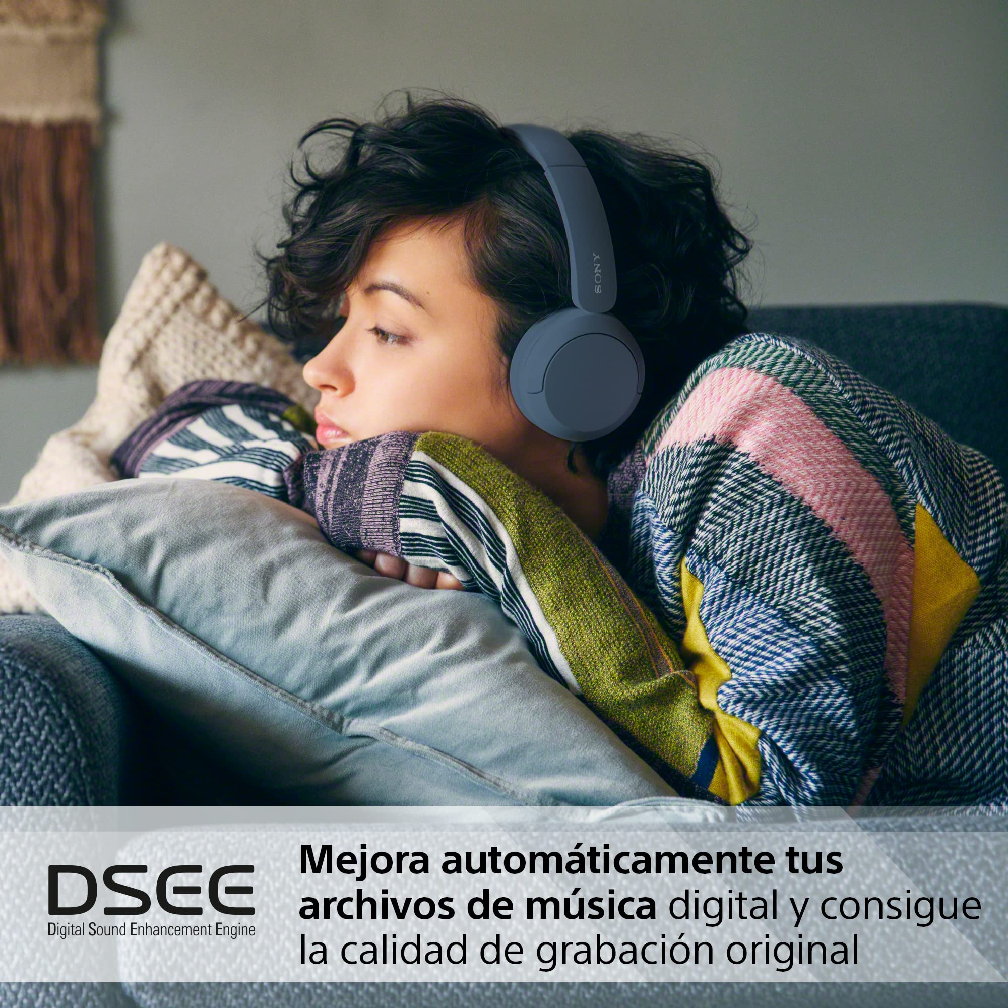 Sony WH-CH520 Auriculares de diadema inalámbricos Bluetooth, diseño ligero, 50 h de batería, carga rápida, ecualizador, llamadas nítidas, iOS y Android - Azul — view 8
