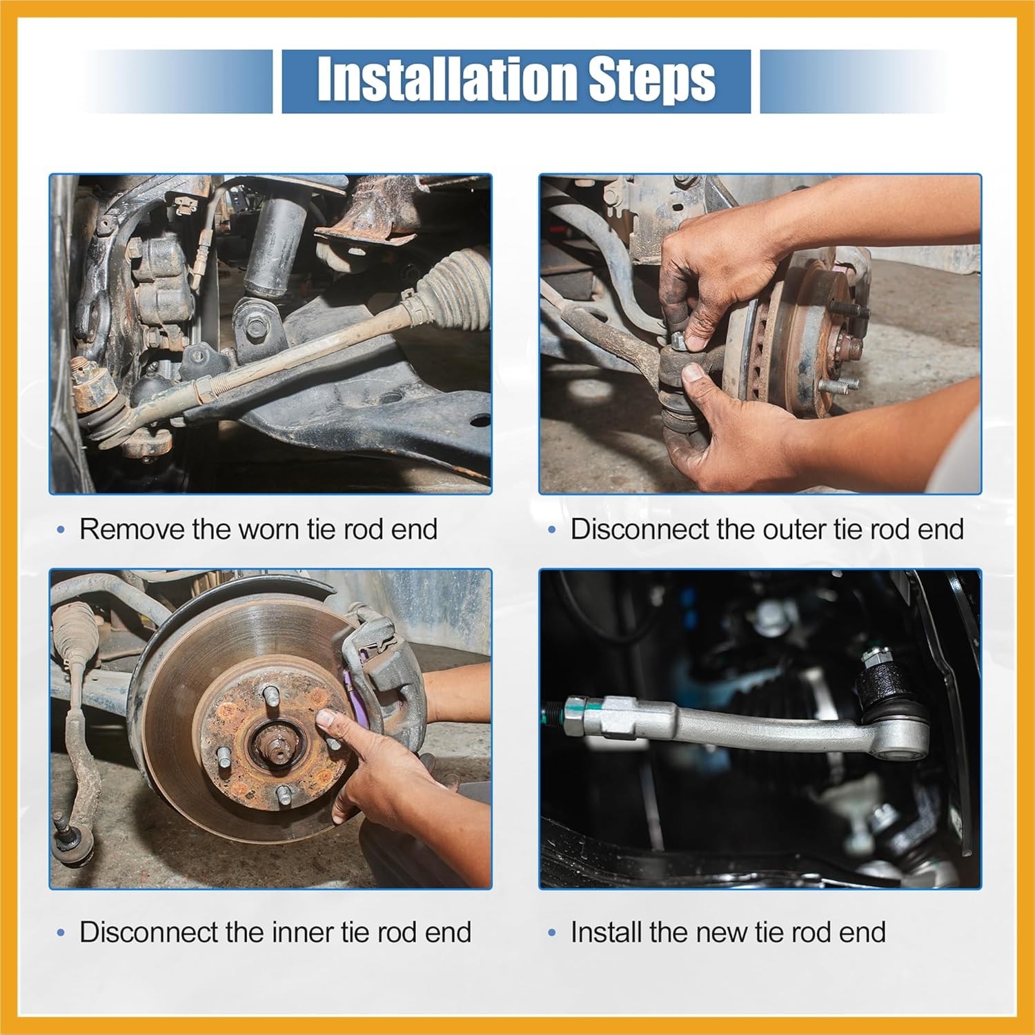 2pcs Front Outer Tie Rod Ends Kit Suspension Steering Tie Rod End for Ford Fusion for Lincoln MKZ for Mercury Milan Drag Link No.ES800101/ES800102 Replacement