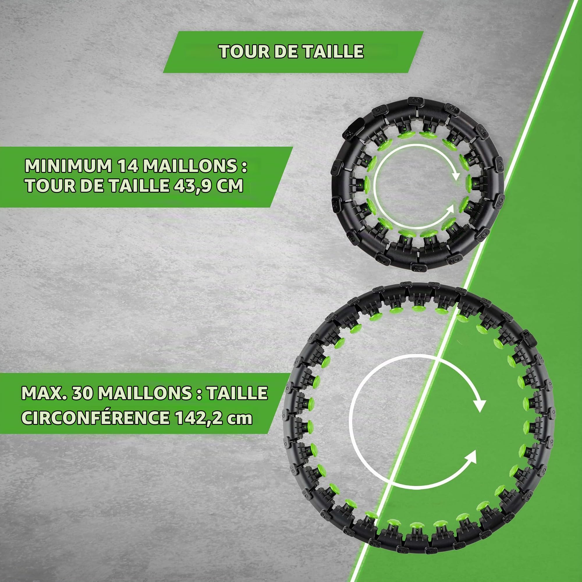 Tunturi Hula Hoop Cerceau réglable pour adultes et débutants, pour perte de poids et fitness
