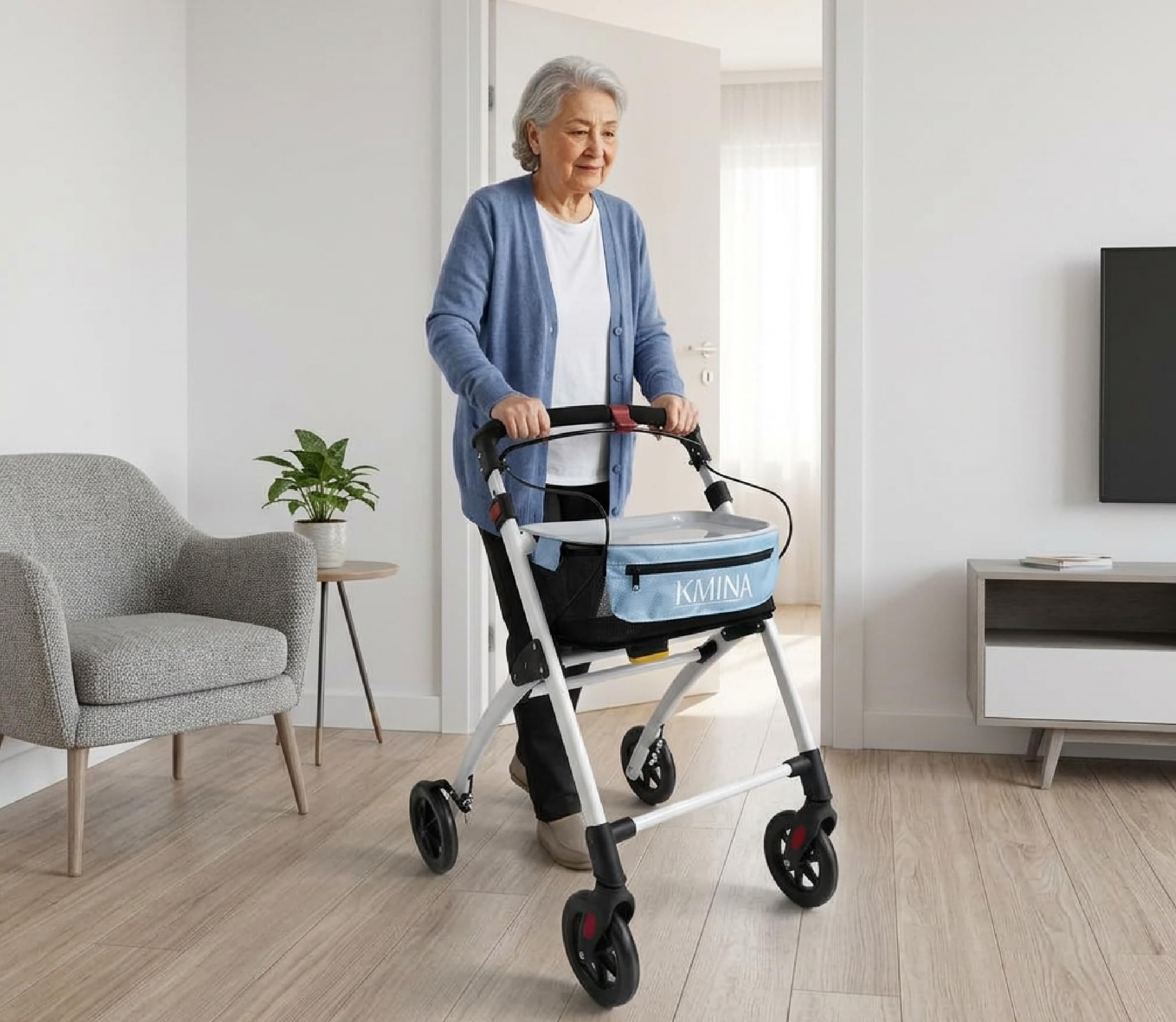Amazon | KMINA PRO 歩行器 高齢者用 室内 歩行車 四輪 小型 手押し車