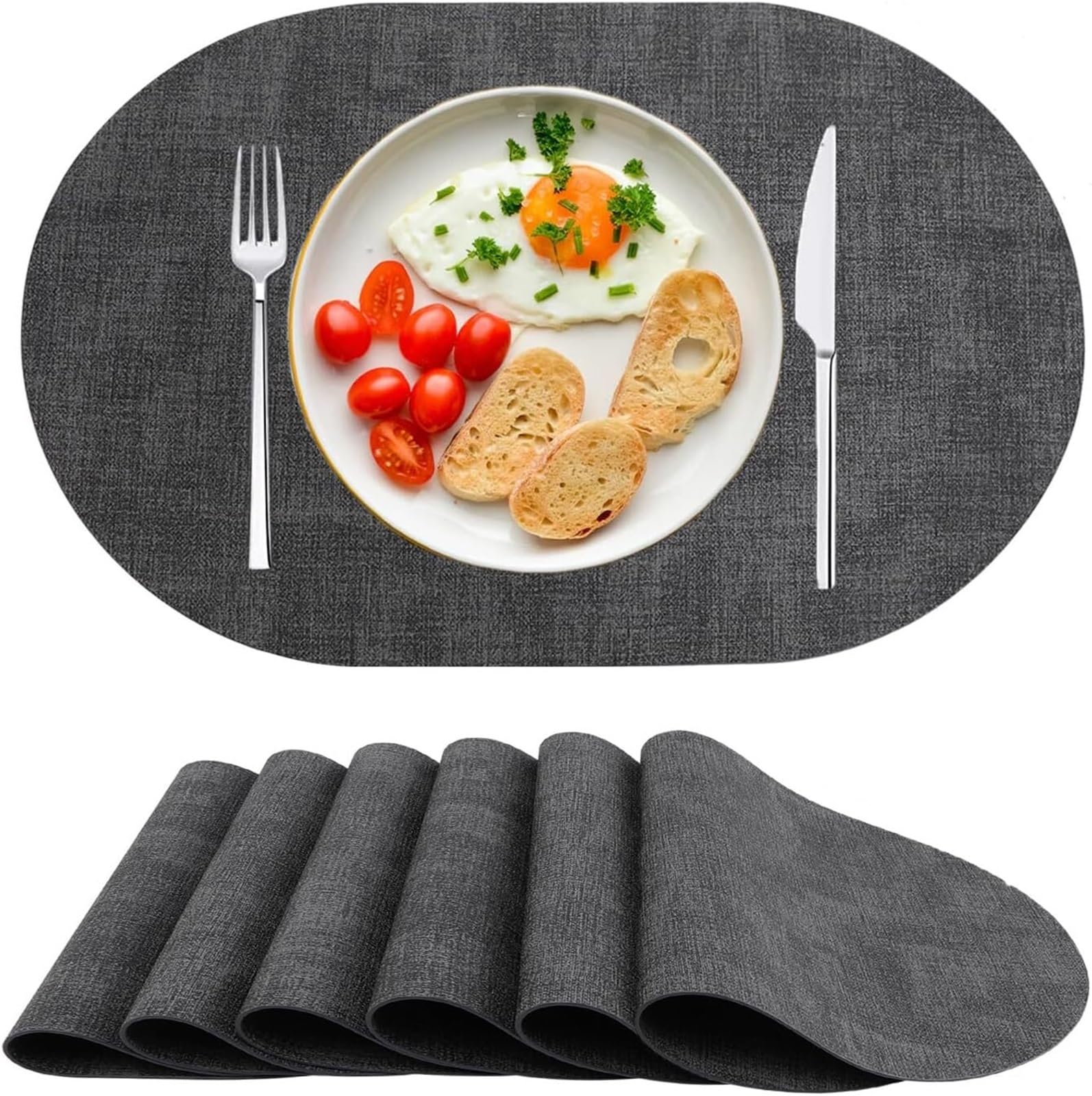 Place Mats for Table Placemats Set Of 6, Faux Leather Heat Resistant Wipeable Washable Place Mats, Non-Slip Table For Dining Kitchen(Color2)