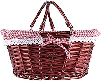 Vista 3 de KINJOEK Cesta tejida de mimbre, cesta multiusos de sauce natural con asa, forro de tela de algodón de lino de primera calidad para almacenamiento