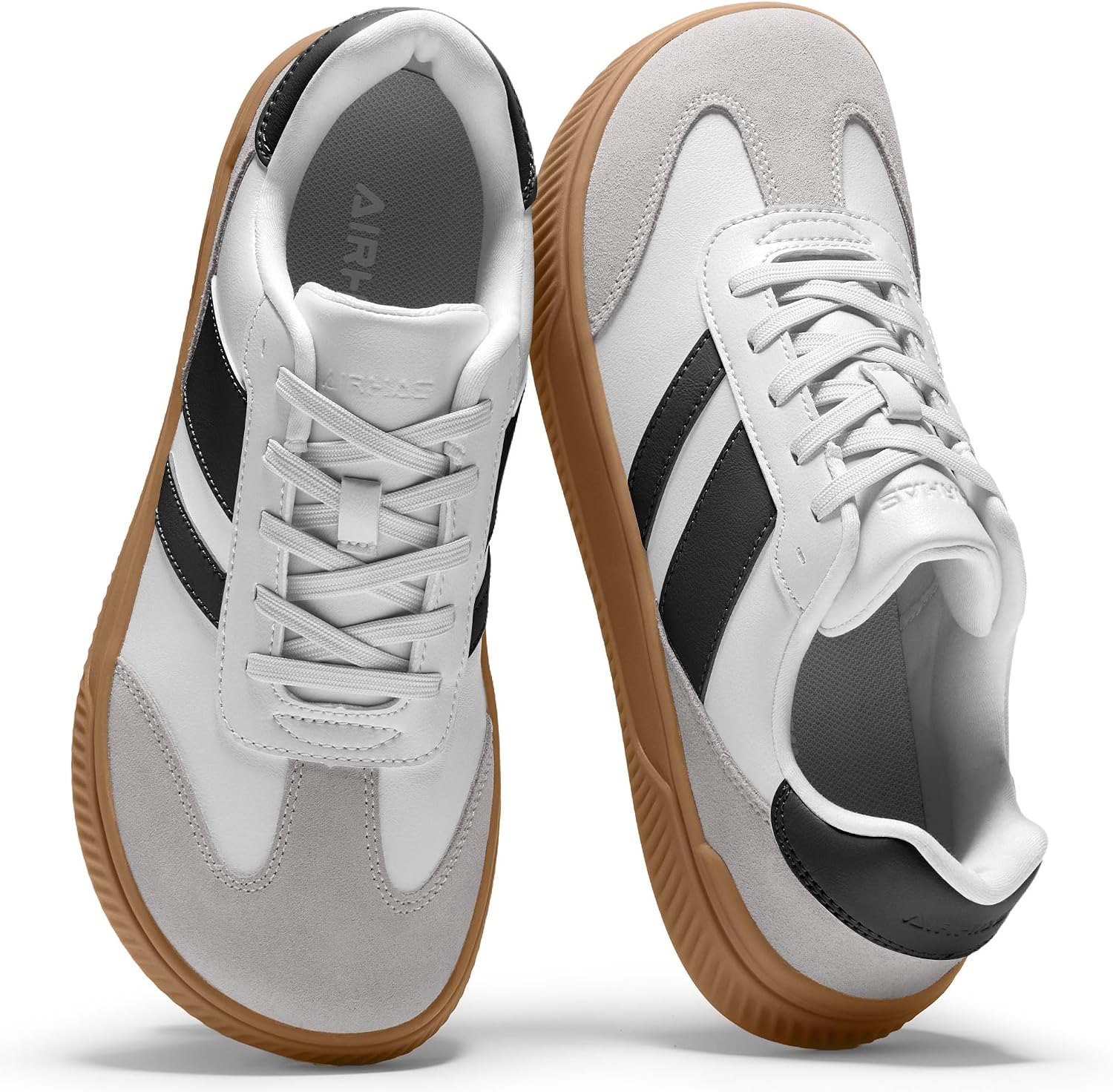 AIRHAS Womens Wide Toe Box Barefoot Shoes Fashion Zero Drop Sneakers for Women Walking Vegan Leather Minimalist Shoes