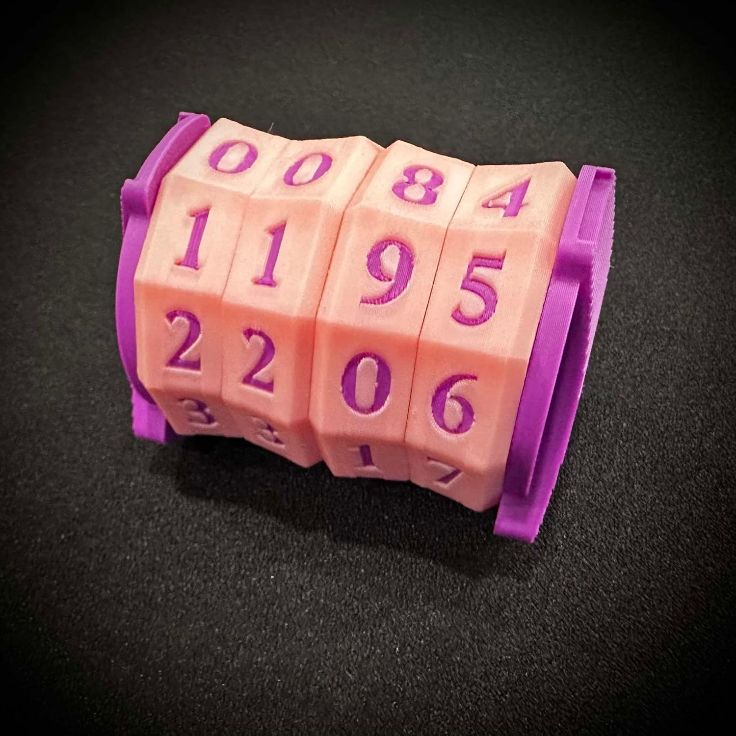 Large Spindown Counter for Tracking Counters, Tokens, and Life - MTG CCG Accessory (Pink - Purple Font)
