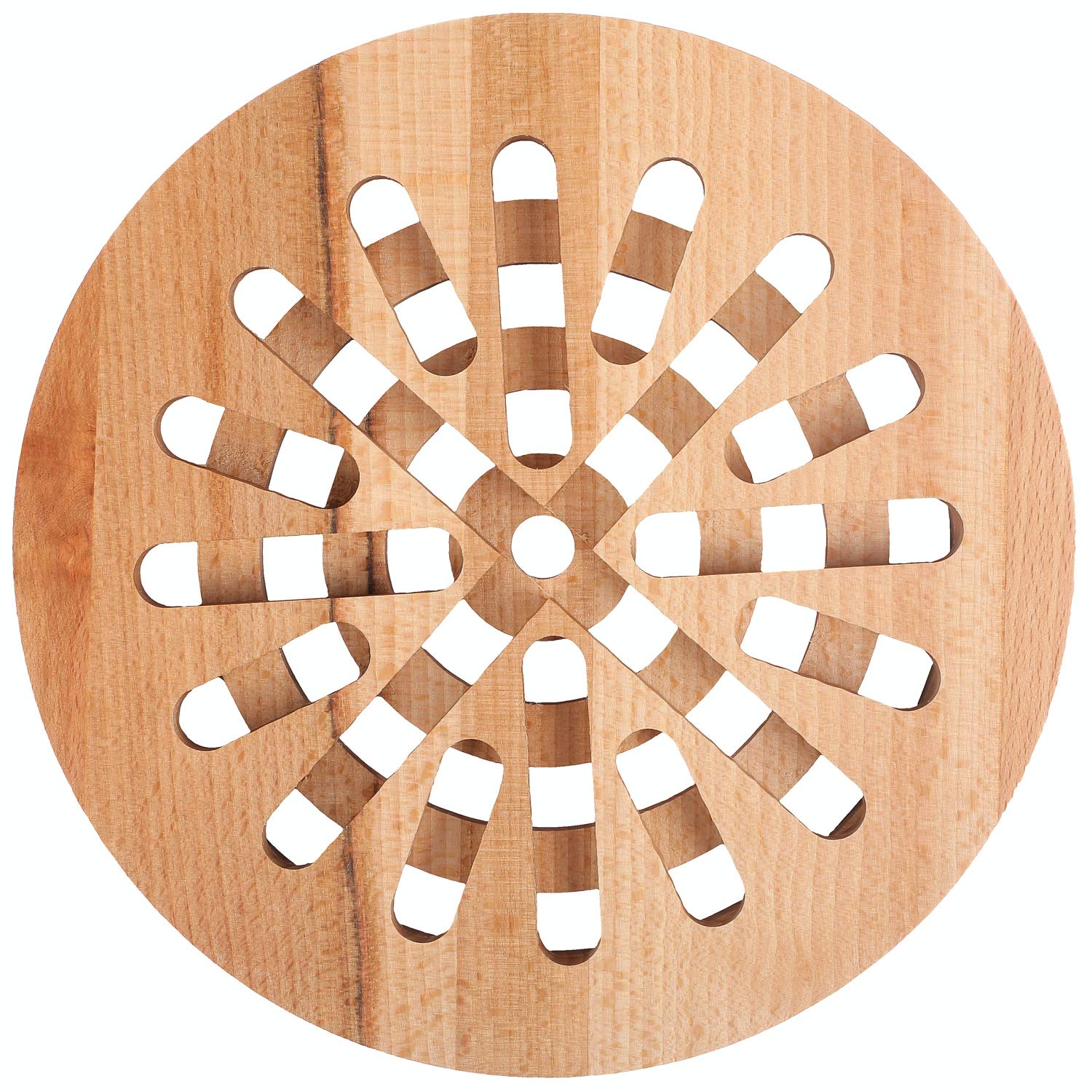 Creative Home Dessous de Plat Bois Rond | 19,5 x 19,5 x 1,5 cm | Protecteur de Table, Surface et Comptoir | Bois de Hêtre Nature