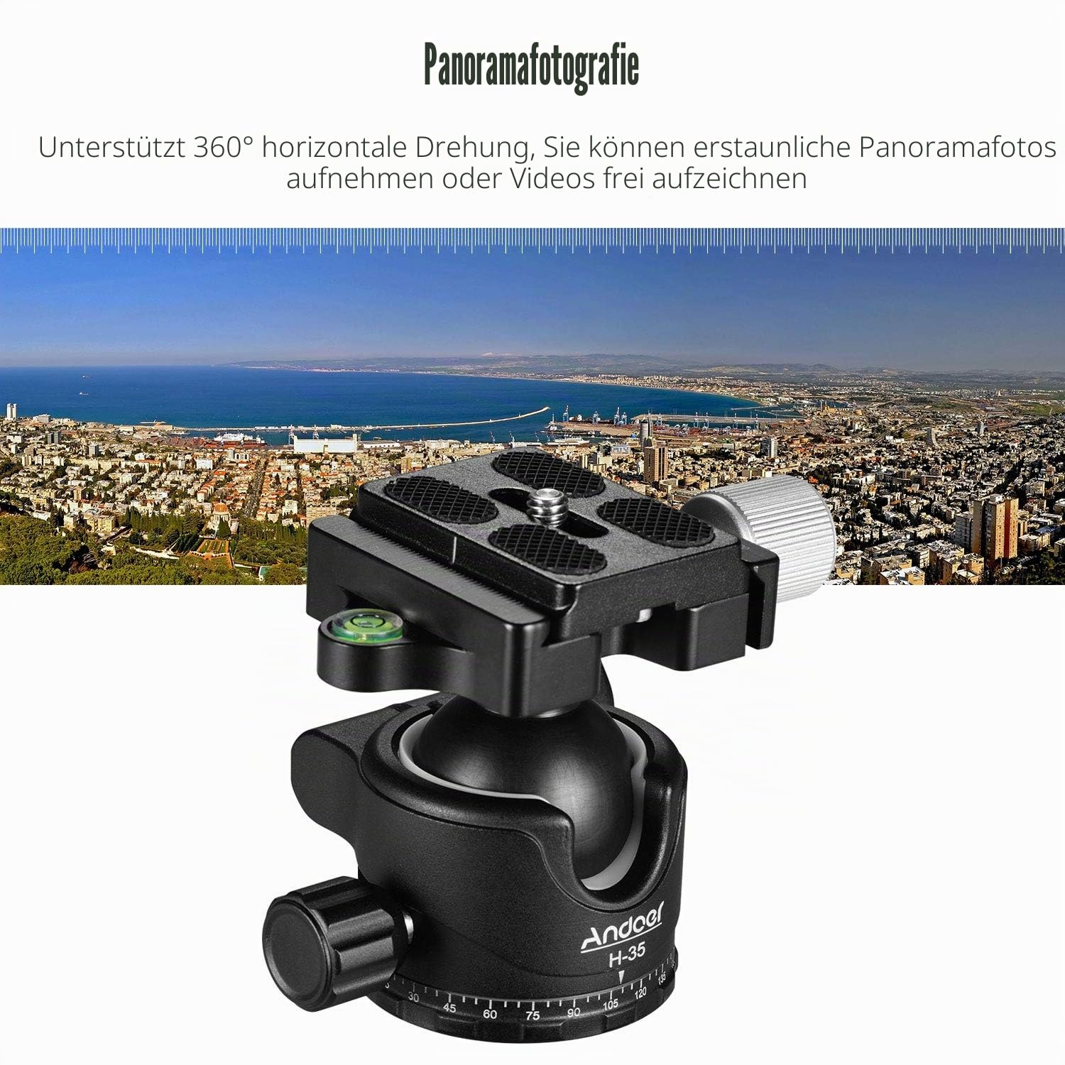 Andoer Kugelkopf Stativkopf mit Schwerlast Fotografie Kamera Stativ Stativköpfe,maximale Belastung 15 kg,Schnellwechselplatte 1/4 Zoll Schraube