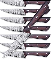 Naitesen 8-Piece Serrated Steak Knives Set - High Carbon Steel Blades, Full Tang Wooden Handles, Ideal Gift for Meat Lovers