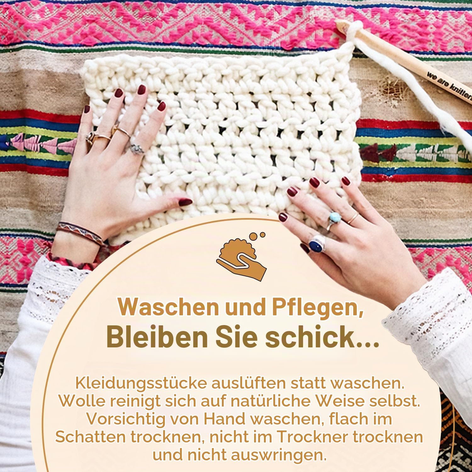 We Are Knitters Loris Beanie Strickset für Babys, DIY Mütze aus 100% Alpaka Wolle zum Stricken, Häckel kit für Anfänger, Strickset für Anfänger inkl. Stricknadeln Set, Größen 0-6M & 6-12M