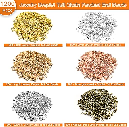 Miniatura 2 de 1200 piezas de cadena de cola de gota de joyería, colgante, collar, pulsera, colgantes de gota de agua, extremos de engarzado, cadenas de extensión