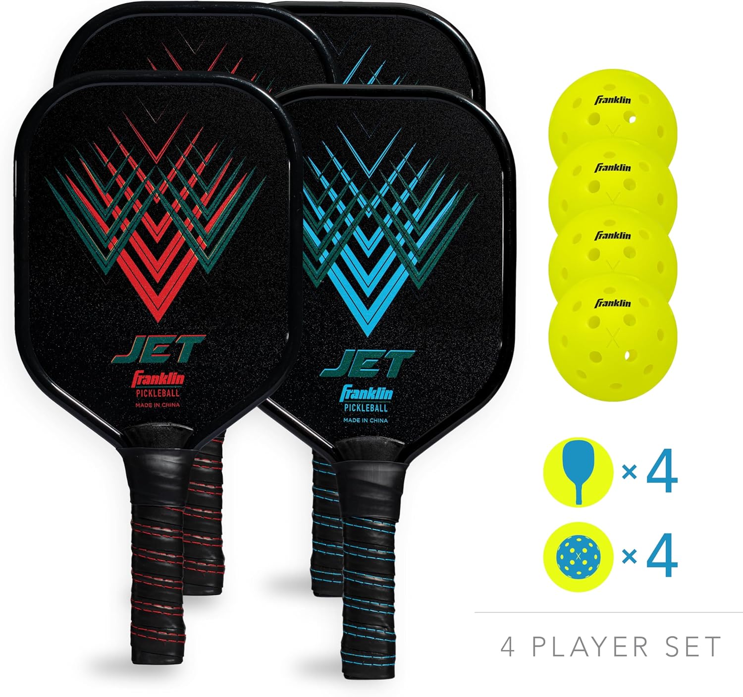 Franklin Sports Beginner Pickleball Sets - 2 + 4 Player Sets - Aluminum Paddles + X-40 Pickleballs - USA Pickleball (USAPA) Approved