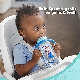 NUK Learner Cup, Ms. Rachel, 10 oz, 8+ Months, 2 Pack - Soft Spout, Easy-Grip Handles, BPA Free, Spill Proof Transition Sippy Cup