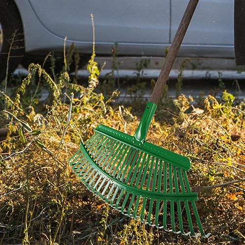 Miniatura 2 de Rastrillo de hojas para césped, herramienta de jardinería resistente, dientes para una limpieza eficiente de hojas y desechos, diseño ergonómico