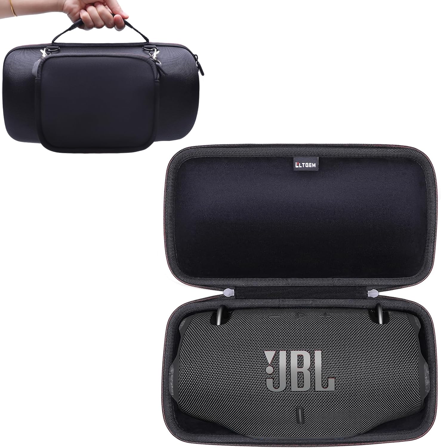 LTGEM Hard Travel Carrying Case for JBL Xtreme 4/3/2 Portable Bluetooth Speaker, Pouch for Accessories(Inside: 12″ x 5.8″ x 2.9″), Black