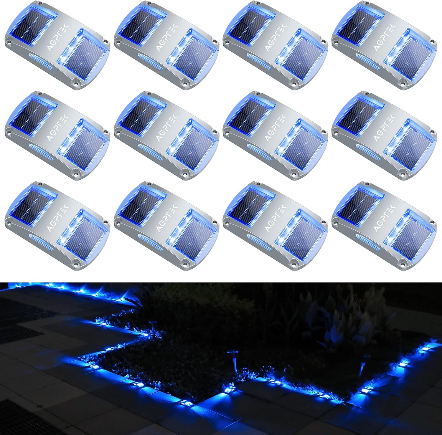 Solar Driveway Lights 12 Pack, AGPTEK Solar Deck Lights Outdoor Dock