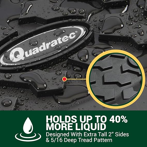 Quadratec Ultimate All Weather Cargo Liner - Fits Jeep Wrangler JL 4-Door Unlimited 2018-2022 - Leather Seats - Without Subwoofer - Extra Tall Sides - 5/16 Deep Tread Pattern - Won't Crack or Warp