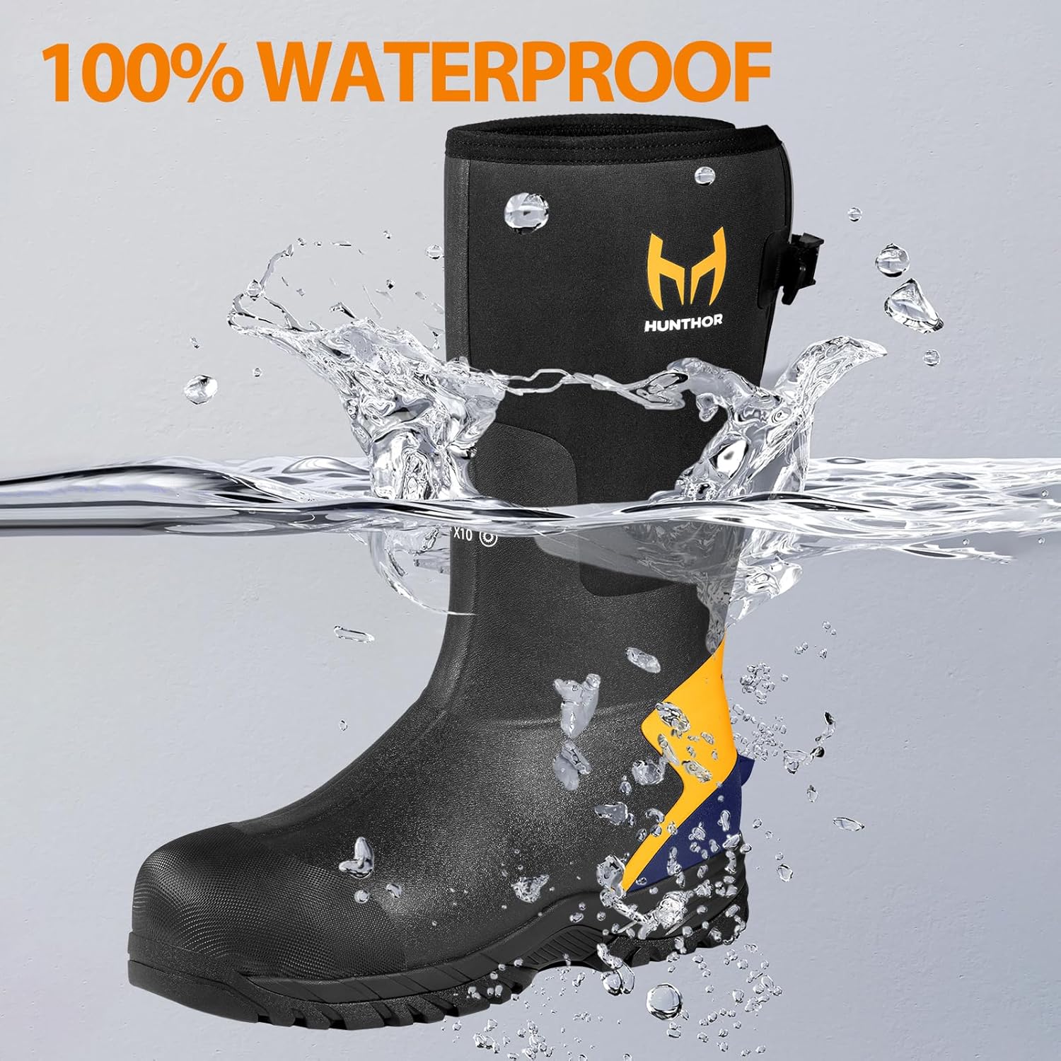 Steel Toe Work Boots for Men 0°F–20°F Cold Weather with Xerogel Thermal Lining, Waterproof Rubber Boots Lightweight Insulated for Farming, Construction, Gardening, Fishing, Outdoor Work