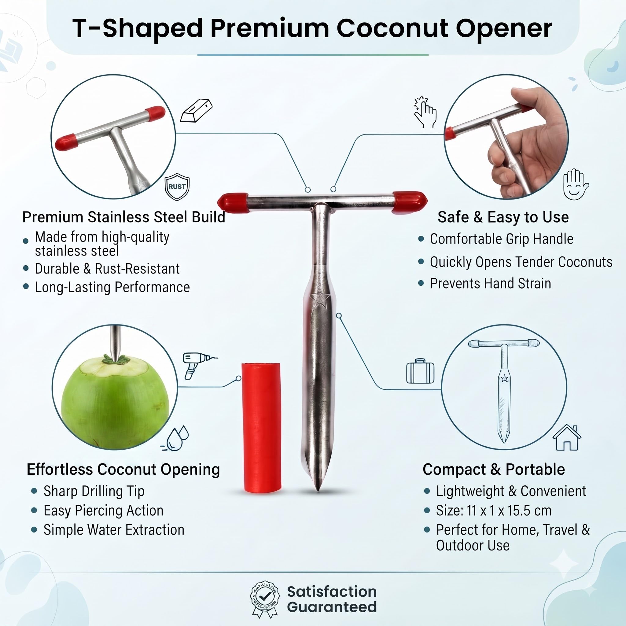 Ramkuwar Stainless Steel Coconut Opener Tool with Comfortable Grip Safe Coconut Driller for Easy Opening (1 Piece) 3
