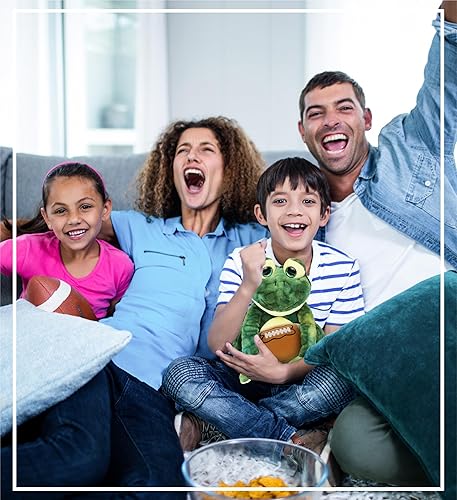 Miniatura 7 de DolliBu Animal de peluche de rana con peluche de fútbol, rana en cuclillas suave y abrazable, adorable juguete de peluche para jugar, juguete de