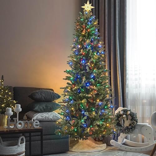 Miniatura 2 de Honeywell Árbol de Navidad artificial de pino Churchill de 7.5 pies con 400 luces LED que cambian de color, árbol de Navidad con 2537 puntas de