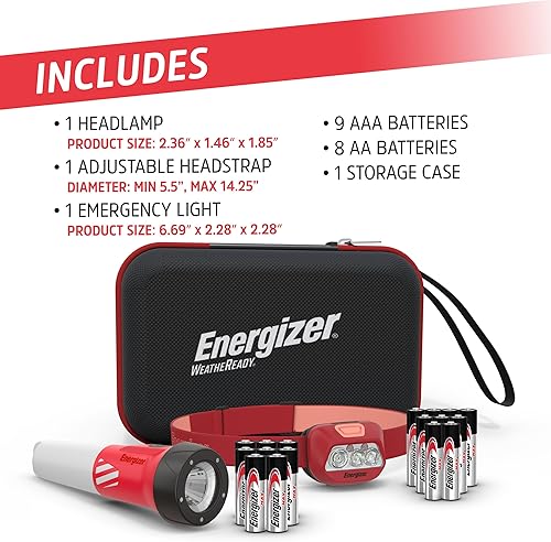 Miniatura 10 de Energizer WeatheReady - Kit de corte de energía con linterna LED 2 en 1, linterna frontal LED, IPX4 resistente al agua, baterías AA + AAA, estuche