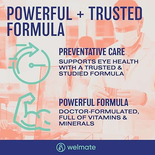 Miniatura 4 de WELMATE - AREDS 2 (120 porciones) - Suplemento vitamínico y mineral para los ojos - Vitamina C, zinc, luteína, zeaxantina - Salud macular -