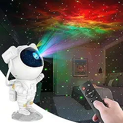 Projetor de Luz Estrela Galáxia Astronauta Multicolorido com Controle Remoto e Rotação 360° USB