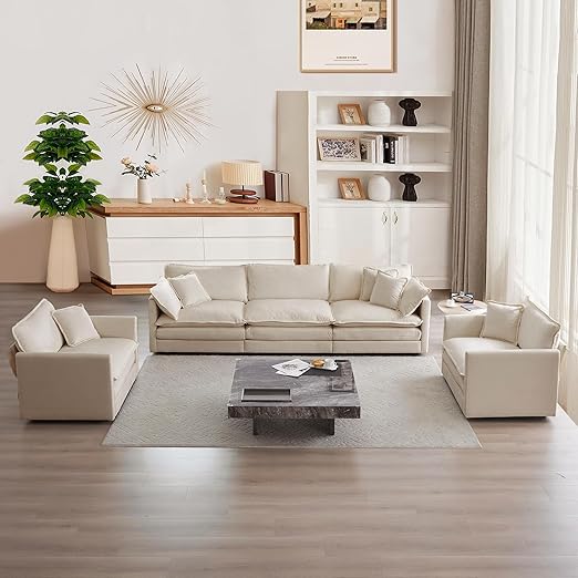 mikibama Luxury 3 Piece Sofa Set, 2 Pieces of Single Sofa