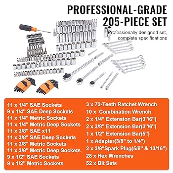 Amazon.com: VEVOR Mechanics Tool Set, 1/4