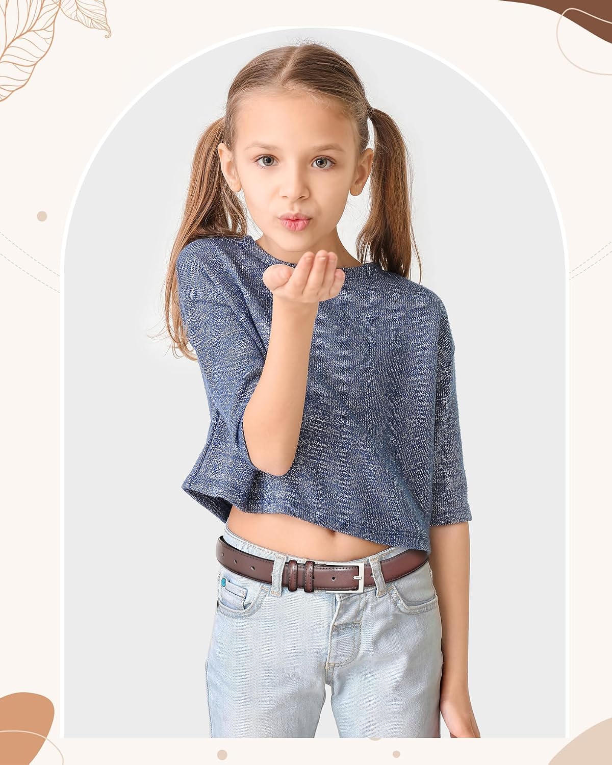 Kajeer Boys Kids Belt, Leather Belt Durable PU Ratchet Square Buckle Boy Youth Belts for School Formal Dress Jeans