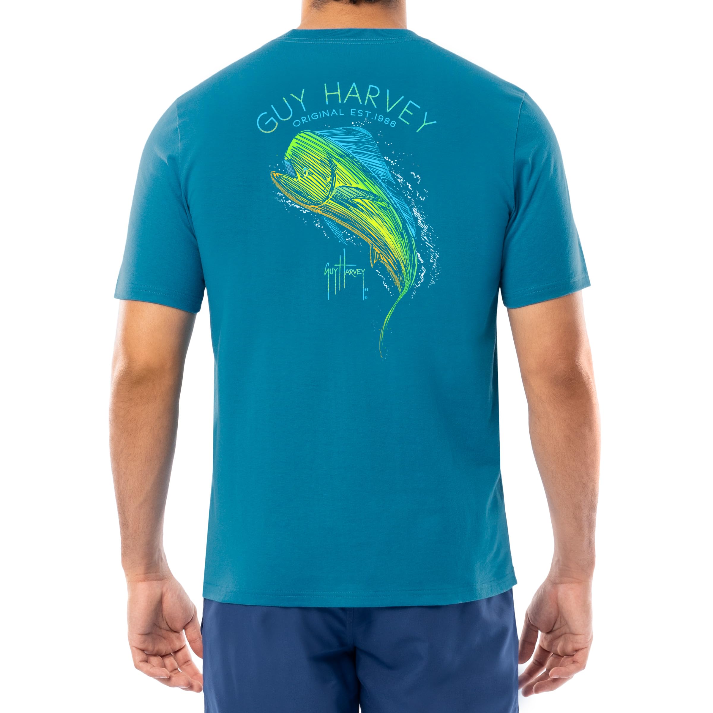 Guy Harvey Men’s Billfish Collection Short Sleeve Pocket T-Shirt, Blue, XL