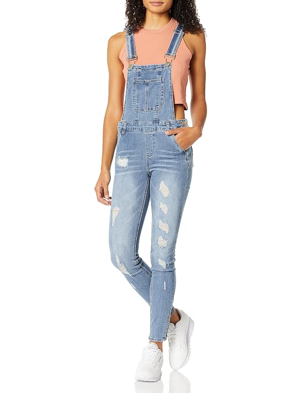 Dollhouse Women's Midtown Blue Denim Overalls Pants, Midtown Blue, 5 by dollhouse - Used condition - US$16.45