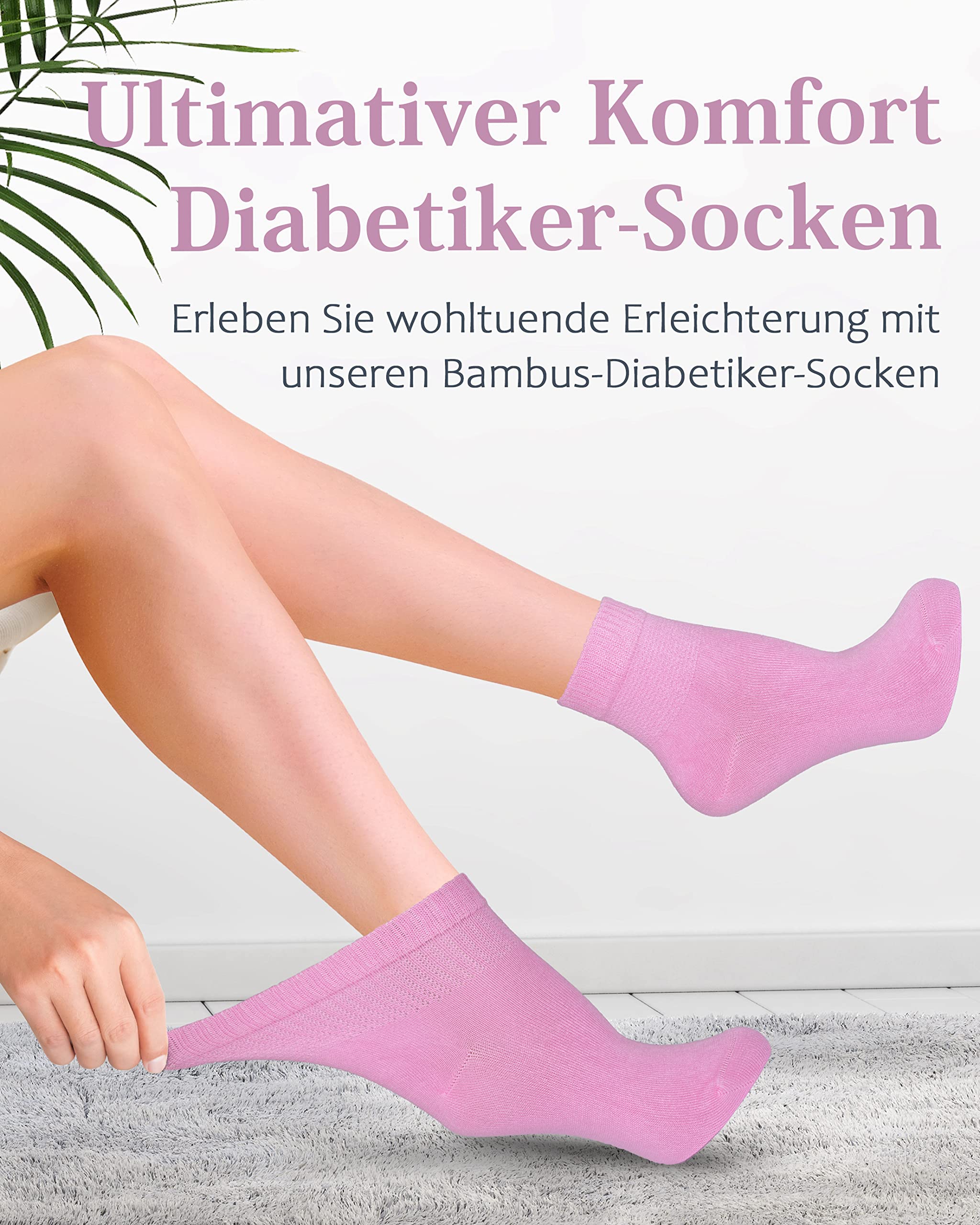 Fiera Besa Diabetic Socks for Women with Comfort Waistband without Elastic Waistband, Ankle High - Image 2