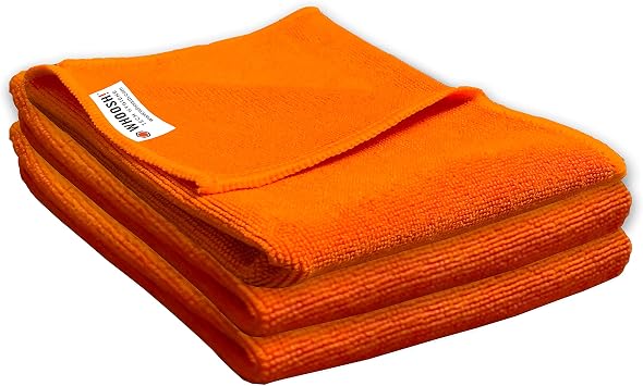 WHOOSH! Microfiber Glasses & Screen Cleaning Cloth, 3 Pack, 14x14, Orange