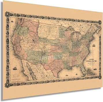 HISTORIX Vintage 1861 United States Military Map - 18x24 Inch Vintage Map of the United States Wall Art - Civil War of USA Map History - Old United States Map Poster - Coltons US Civil War Map