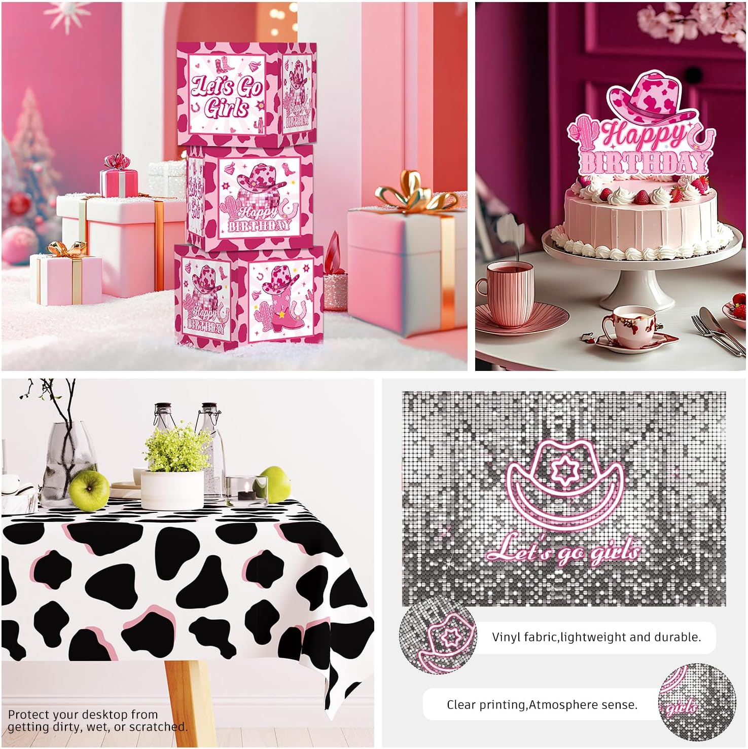 237pcs Cowgirl Birthday Party Decorations Include Disco Cowgirl Balloon Arch Lets Go Girls Backdrop Tableware Banner Tablecloth, for Western Cowgirl Party Decorations, Last Rodeo Bachelorette Decor - Image 7