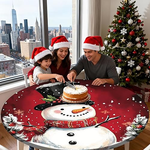 Vista 71 de Cardinal Bird - Mantel redondo ajustable con borde elástico de 36 a 42 pulgadas, mantel redondo elástico, impermeable, lavable, mantel circular