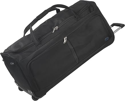 Aerostar 24 Small Lightweight Duffle 2 Wheel Travel Bag Holdall Suitcase Check-in Luggage All Terrain (60L, Purple on Black)