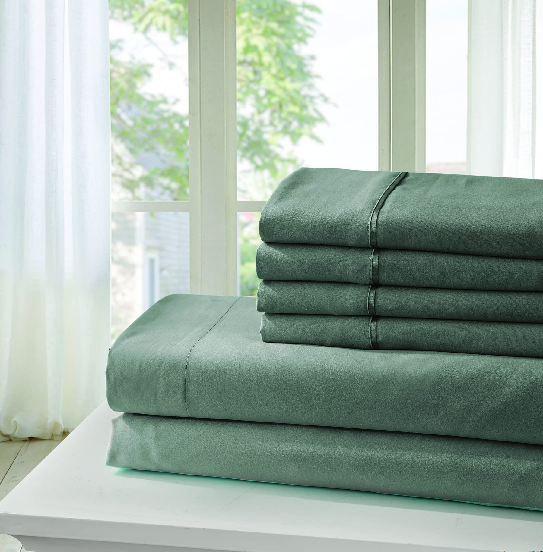 Virah Bella2400 Platinum Collection Microfiber 6-Piece Sheet Set (Gray, Queen)