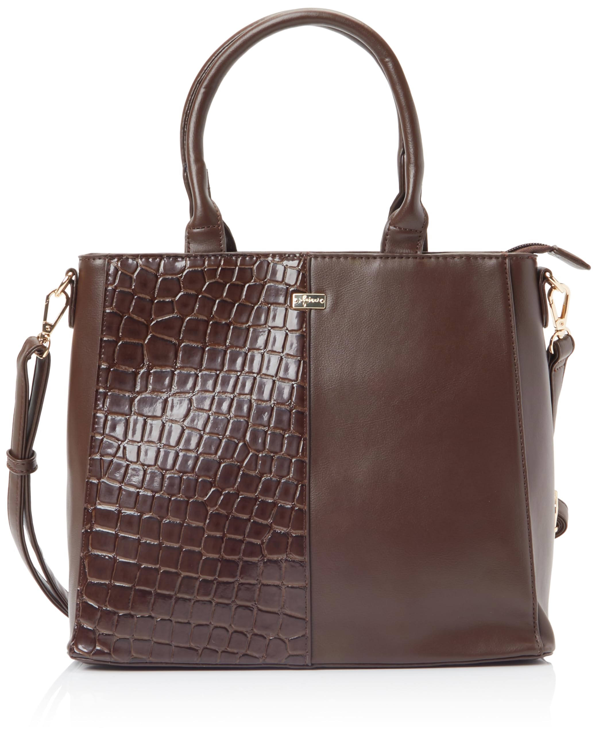 SIDONA Women's Handbag with Reptile Embossing Shopper, Brown, One Size
