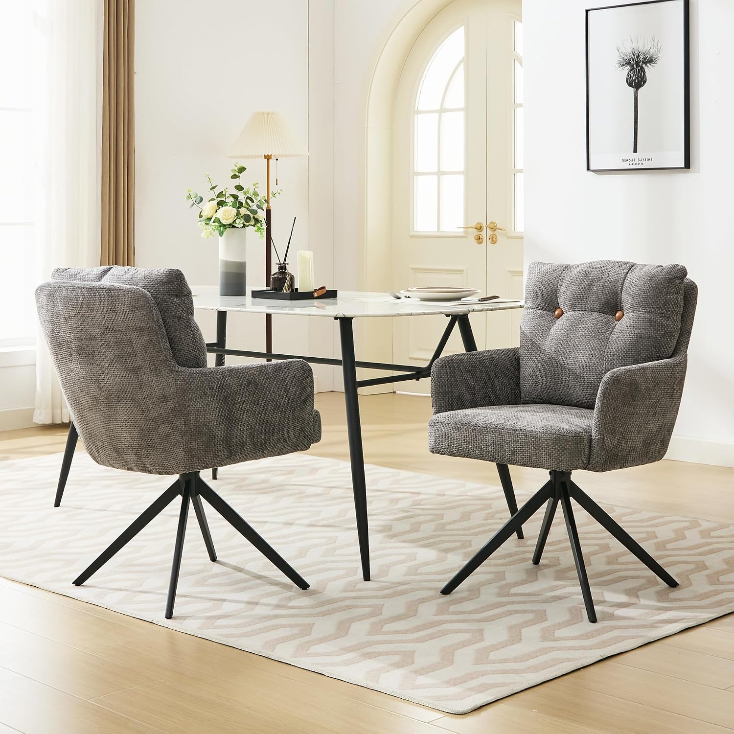 Amazon.com - Swivel Dining Chairs Set of 2, Mid Century Modern Dining ...