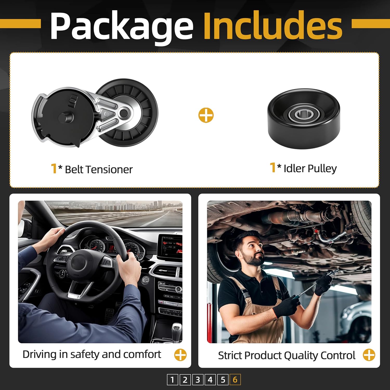 38116 38033 Belt Tensioner and Idler Pulley Assembly Fits for Dodge Ram 1500/2500/ 3500/ Dakota/Durango/ D150/W150 (3.9L/5.2L/5.9L) 1992-2003 90K-38116