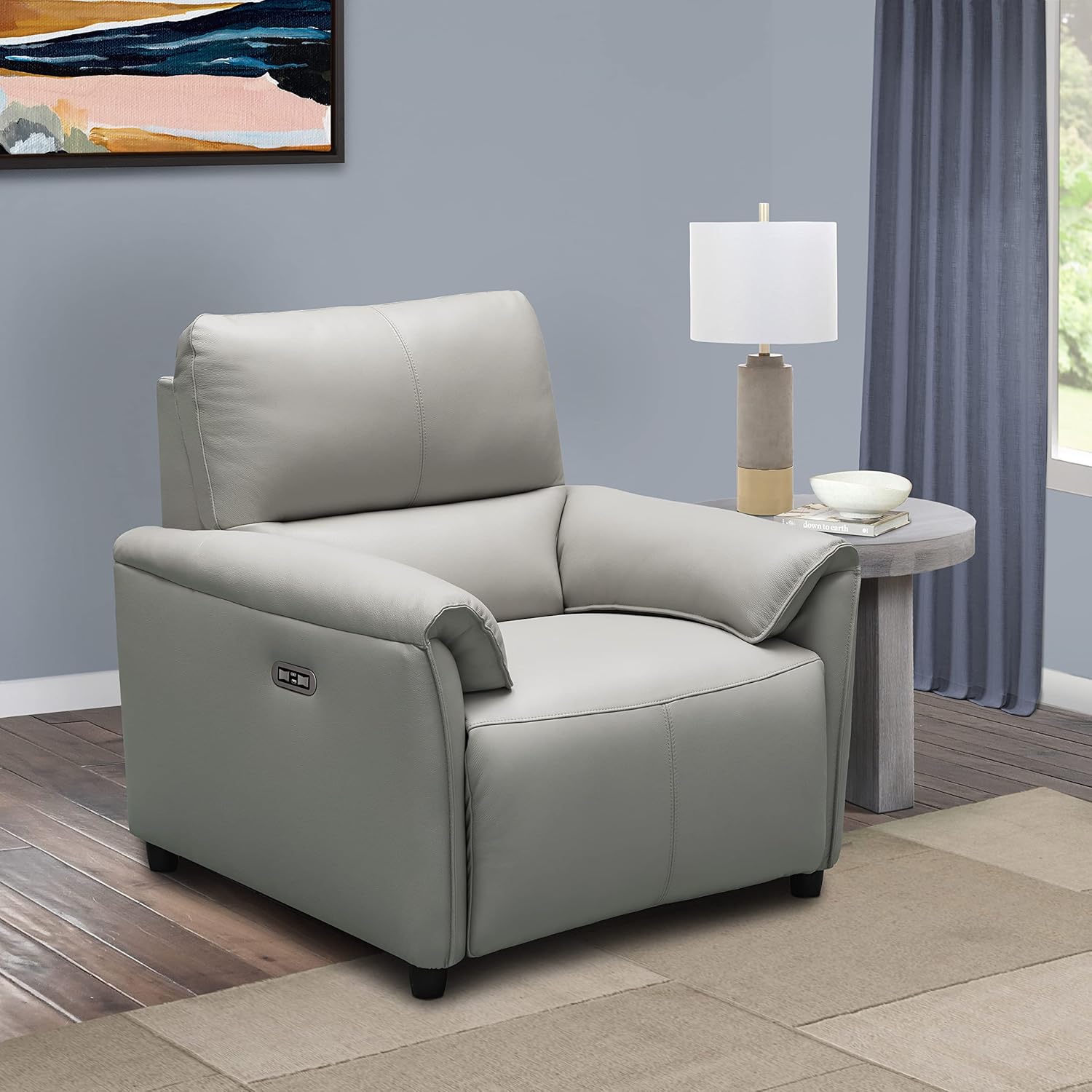 Abbyson Living Leather Power Recliner in a living room setting