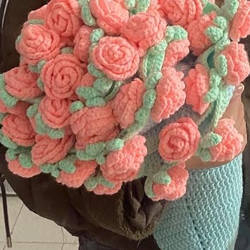 Crochet Flower Bouquet Blanket, Handmade Bouquet Blanket Knitting Kit, Creative Romantic DIY Material Package Soft and Lightweight Knitted Throw Blankets for Mothers Day Birthday Home Decor Style-R